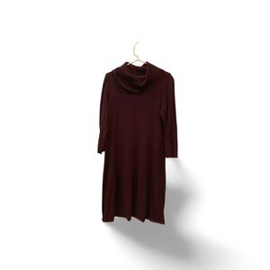 Nine West Plum Knit Cowl Neck Sweater Dress Size L